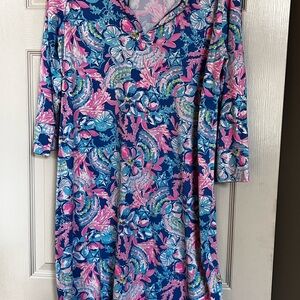 Lilly Pulitzer Floral Blue and Pink Women's Dress